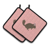 Caroline'S Treasures Chinchilla Pink Check Decorated Pot Holder, 7.5 X 7.5