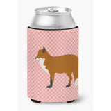 Caroline'S Treasures Red Fox Pink Check Decorative Can Hugger, Multicolor