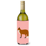Caroline'S Treasures Red Fox Pink Check Decorative Bottle Hugger, 750 Ml, Multicolor
