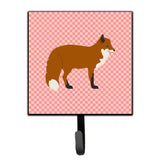 Caroline'S Treasures Red Fox Pink Check Wall Hook, Small, Multicolor