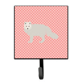 Caroline'S Treasures White Arctic Fox Pink Check Wall Hook, Small, Multicolor