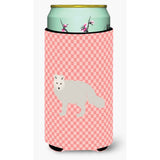 Caroline'S Treasures White Arctic Fox Pink Check Decorative Can Hugger, Tall Boy, Multicolor