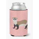 Caroline'S Treasures Ferret Pink Check Decorative Can Hugger, Multicolor