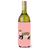 Caroline'S Treasures Ferret Pink Check Decorative Bottle Hugger, 750 Ml, Multicolor