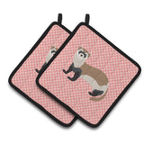 Caroline'S Treasures Ferret Pink Check Decorated Pot Holder, 7.5 X 7.5