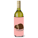 Caroline'S Treasures Coypu Nutria River Rat Pink Check Decorative Bottle Hugger, 750 Ml, Multicolor