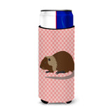 Caroline'S Treasures Coypu Nutria River Rat Pink Check Decorative Can Hugger, Slim, Multicolor