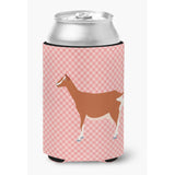 Caroline'S Treasures Toggenburger Goat Pink Check Decorative Can Hugger, Multicolor