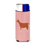 Caroline'S Treasures Toggenburger Goat Pink Check Decorative Can Hugger, Slim, Multicolor