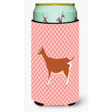 Caroline'S Treasures Toggenburger Goat Pink Check Decorative Can Hugger, Tall Boy, Multicolor
