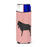 Caroline'S Treasures Verata Goat Pink Check Decorative Can Hugger, Slim, Multicolor