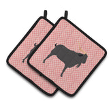 Caroline'S Treasures Verata Goat Pink Check Decorated Pot Holder, 7.5 X 7.5