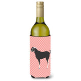 Caroline'S Treasures Black Bengal Goat Pink Check Decorative Bottle Hugger, 750 Ml, Multicolor