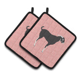 Caroline'S Treasures Black Bengal Goat Pink Check Decorated Pot Holder, 7.5 X 7.5