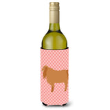 Caroline'S Treasures American Lamancha Goat Pink Check Decorative Bottle Hugger, 750 Ml, Multicolor