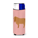Caroline'S Treasures American Lamancha Goat Pink Check Decorative Can Hugger, Slim, Multicolor