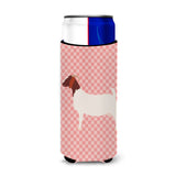 Caroline'S Treasures Boer Goat Pink Check Decorative Can Hugger, Slim, Multicolor