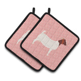 Caroline'S Treasures Boer Goat Pink Check Decorated Pot Holder, 7.5 X 7.5