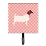 Caroline'S Treasures Boer Goat Pink Check Wall Hook, Small, Multicolor