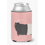 Caroline'S Treasures Welsh Black-Necked Goat Pink Check Decorative Can Hugger, Multicolor