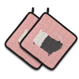 Caroline'S Treasures Welsh Black-Necked Goat Pink Check Decorated Pot Holder, 7.5 X 7.5