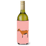 Caroline'S Treasures Oberhasli Goat Pink Check Decorative Bottle Hugger, 750 Ml, Multicolor