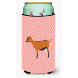 Caroline'S Treasures Oberhasli Goat Pink Check Decorative Can Hugger, Tall Boy, Multicolor
