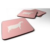 Caroline'S Treasures Saanen Goat Pink Check Decorative Coasters, 3.5, Multicolor