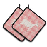 Caroline'S Treasures Saanen Goat Pink Check Decorated Pot Holder, 7.5 X 7.5
