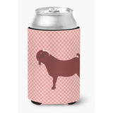Caroline'S Treasures Kalahari Red Goat Pink Check Decorative Can Hugger, Multicolor