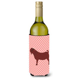 Caroline'S Treasures Kalahari Red Goat Pink Check Decorative Bottle Hugger, 750 Ml, Multicolor