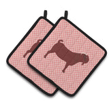 Caroline'S Treasures Kalahari Red Goat Pink Check Decorated Pot Holder, 7.5 X 7.5
