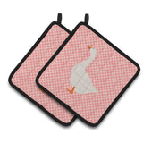 Caroline'S Treasures Embden Goose Pink Check Decorated Pot Holder, 7.5 X 7.5