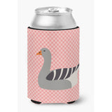 Caroline'S Treasures Pilgrim Goose Pink Check Decorative Can Hugger, Multicolor