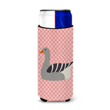 Caroline'S Treasures Pilgrim Goose Pink Check Decorative Can Hugger, Slim, Multicolor