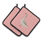 Caroline'S Treasures Steinbacher Goose Pink Check Decorated Pot Holder, 7.5 X 7.5