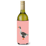 Caroline'S Treasures West Of England Goose Pink Check Decorative Bottle Hugger, 750 Ml, Multicolor