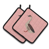 Caroline'S Treasures Chinese Goose Pink Check Decorated Pot Holder, 7.5 X 7.5