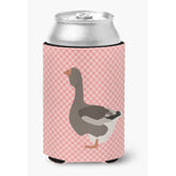 Caroline'S Treasures Toulouse Goose Pink Check Decorative Can Hugger, Multicolor