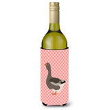 Caroline'S Treasures Toulouse Goose Pink Check Decorative Bottle Hugger, 750 Ml, Multicolor