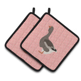 Caroline'S Treasures Toulouse Goose Pink Check Decorated Pot Holder, 7.5 X 7.5