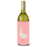 Caroline'S Treasures Roman Goose Pink Check Decorative Bottle Hugger, 750 Ml, Multicolor