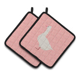 Caroline'S Treasures Roman Goose Pink Check Decorated Pot Holder, 7.5 X 7.5