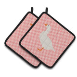 Caroline'S Treasures Shire Horse Pink Check Decorated Pot Holder, 7.5 X 7.5