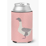 Caroline'S Treasures Buff Grey Back Goose Pink Check Decorative Can Hugger, Multicolor