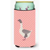 Caroline'S Treasures Buff Grey Back Goose Pink Check Decorative Can Hugger, Tall Boy, Multicolor