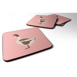 Caroline'S Treasures Pomeranian Rogener Goose Pink Check Decorative Coasters, 3.5, Multicolor