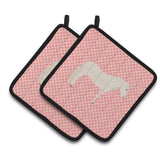 Caroline'S Treasures Paso Fino Horse Pink Check Decorated Pot Holder, 7.5 X 7.5
