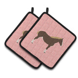 Caroline'S Treasures Percheron Horse Pink Check Decorated Pot Holder, 7.5 X 7.5