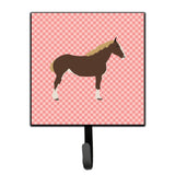 Caroline'S Treasures Percheron Horse Pink Check Wall Hook, Small, Multicolor